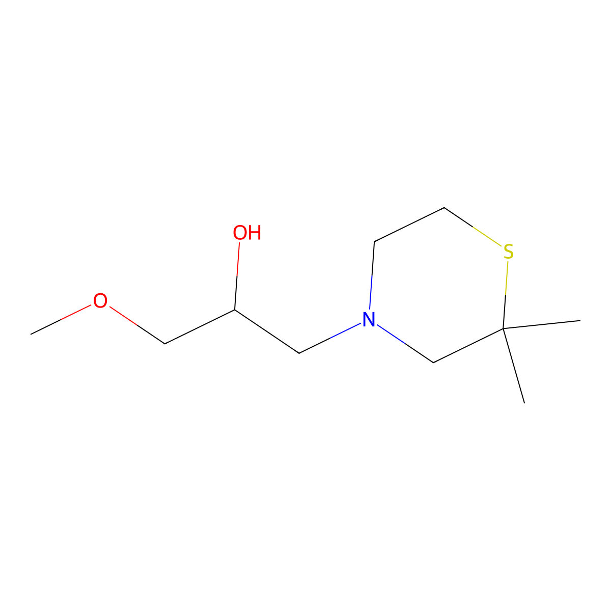 1-(2,2-Dimethylthiomorpholin-4-yl)-3-methoxypropan-2-ol molecular structure, CAS 1602722-83-7