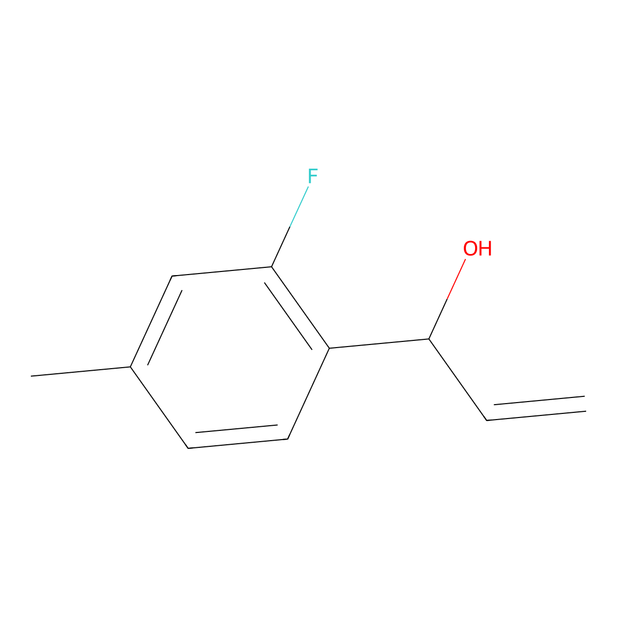1-(2-Fluoro-4-methylphenyl)prop-2-en-1-ol molecular structure, CAS 1602737-33-6