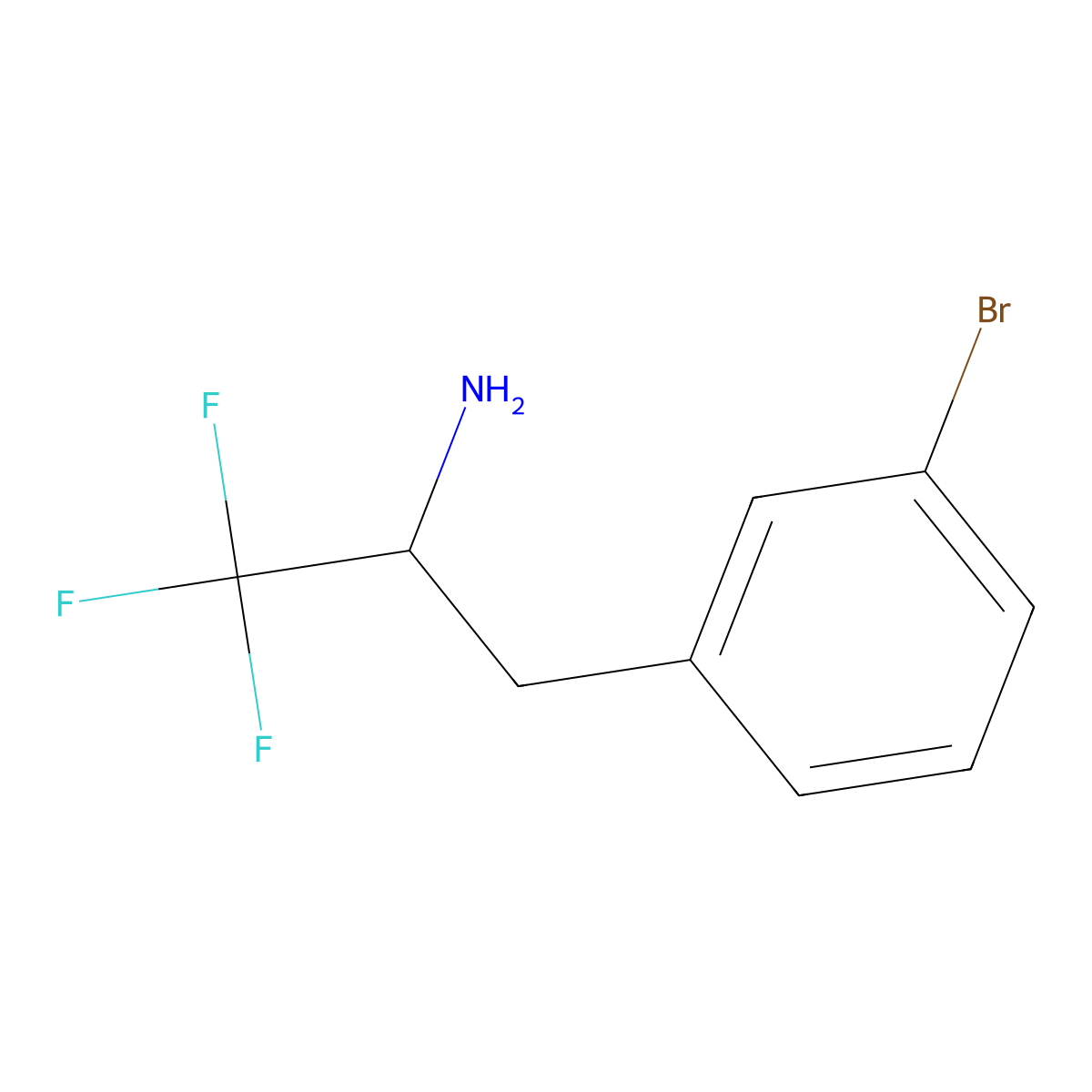 3-(3-Bromophenyl)-1,1,1-trifluoropropan-2-amine molecular structure, CAS 1602755-91-8