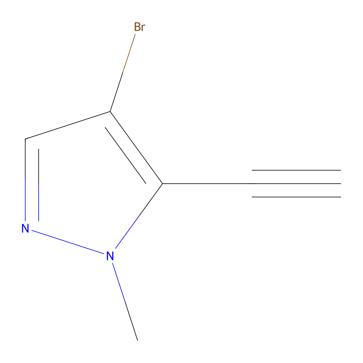 4-bromo-5-ethynyl-1-methyl-1H-pyrazole molecular structure, CAS 1602782-77-3