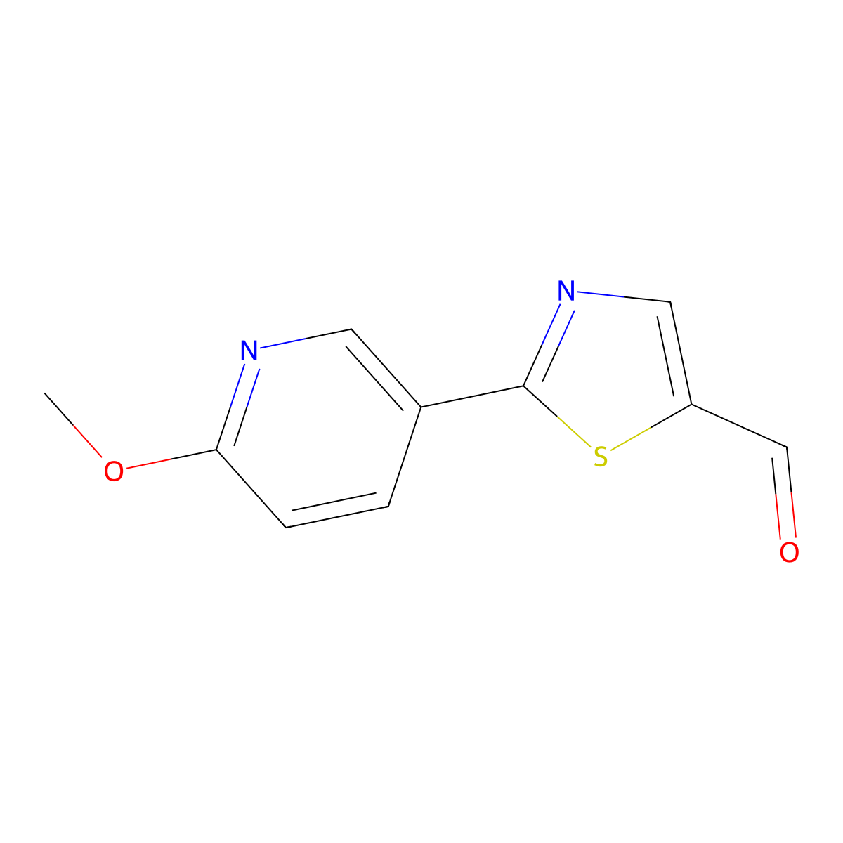 2-(6-Methoxypyridin-3-yl)thiazole-5-carbaldehyde molecular structure, CAS 1602791-09-2