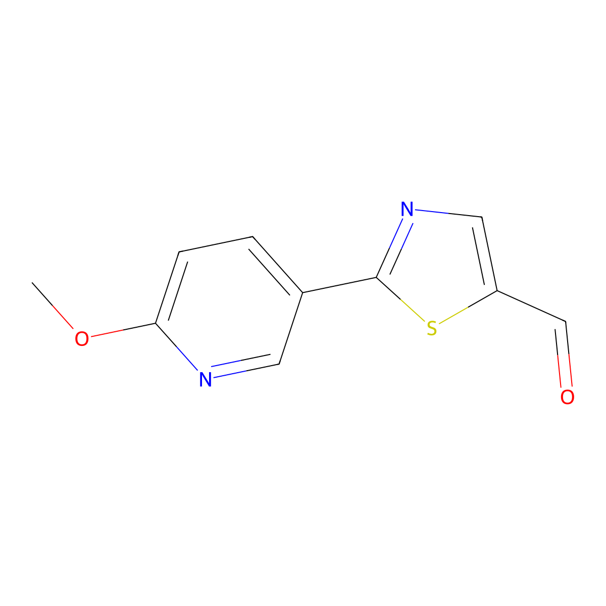 2-(6-Methoxypyridin-3-yl)thiazole-5-carbaldehyde molecular structure, CAS 1602791-09-2