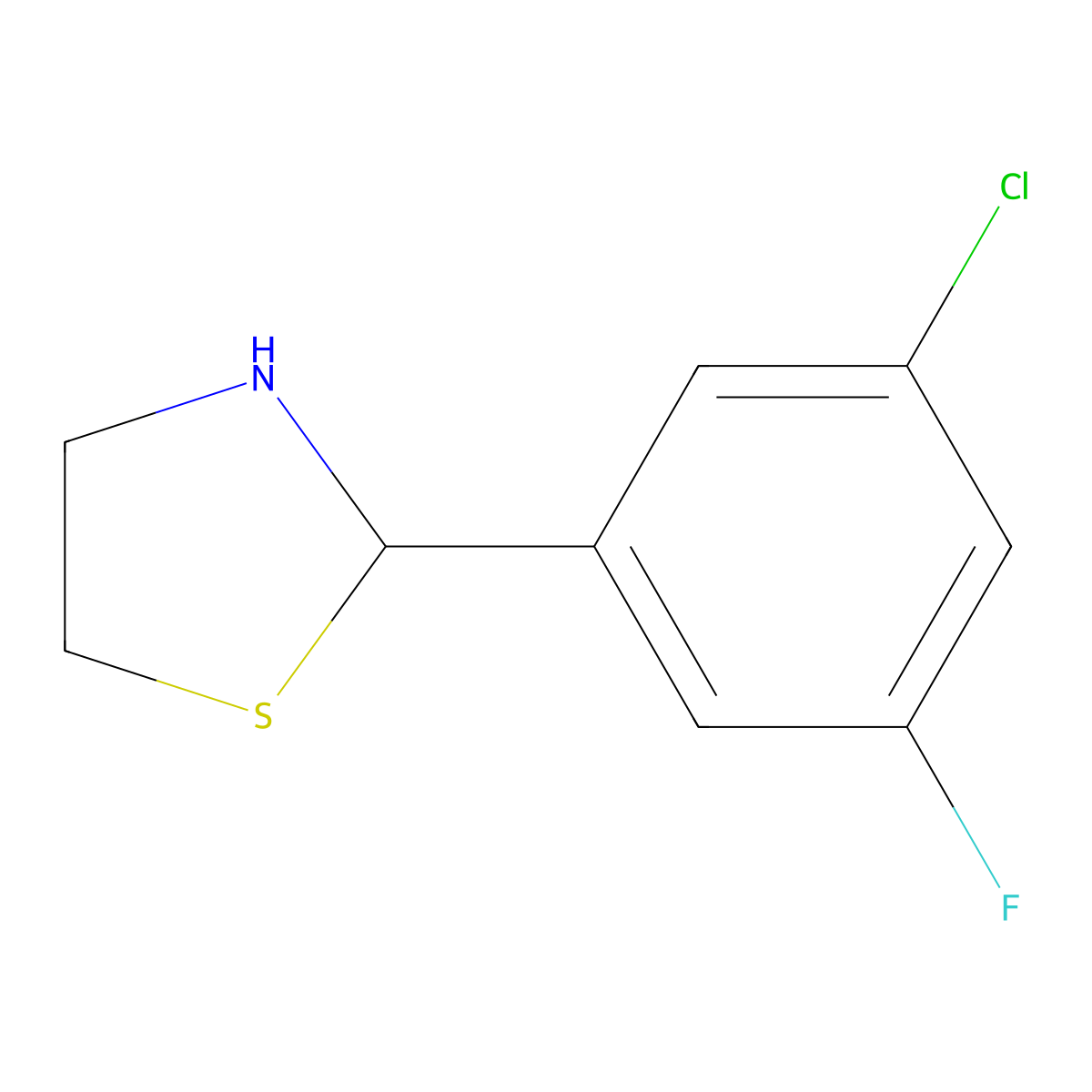 2-(3-Chloro-5-fluorophenyl)-1,3-thiazolidine molecular structure, CAS 1602820-82-5