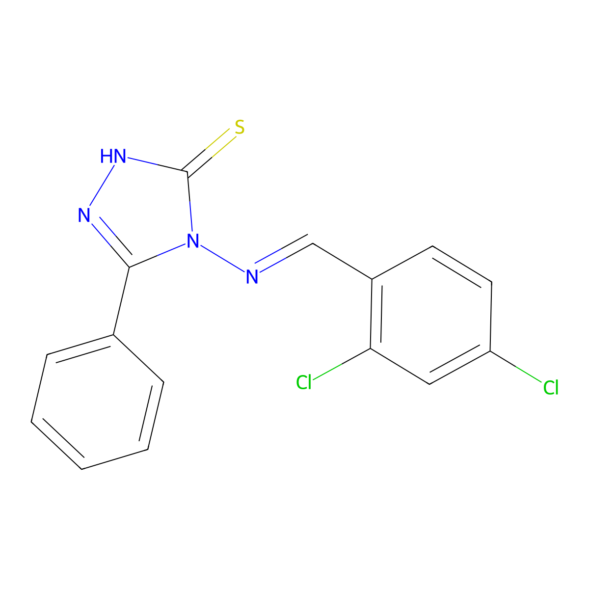 4-{[(2,4-dichlorophenyl)methylidene]amino}-5-phenyl-4H-1,2,4-triazole-3-thiol molecular structure, CAS 160284-95-7