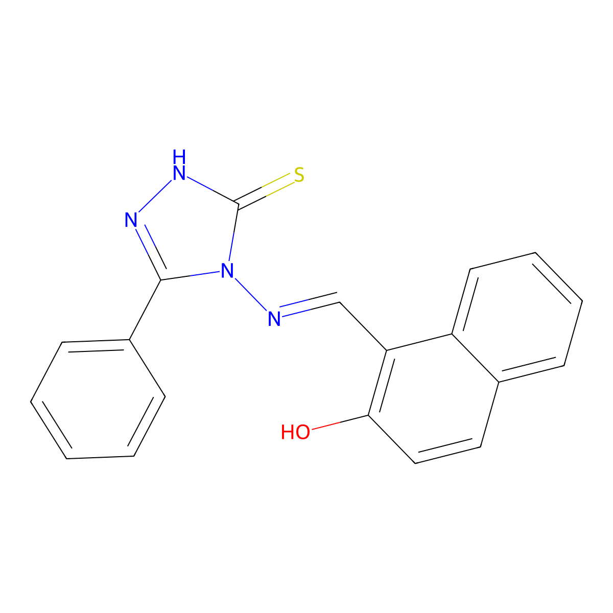 1-[(1Z)-2-(5-phenyl-3-sulfanyl(1,2,4-triazol-4-yl))-2-azavinyl]naphthalen-2-ol molecular structure, CAS 160285-03-0