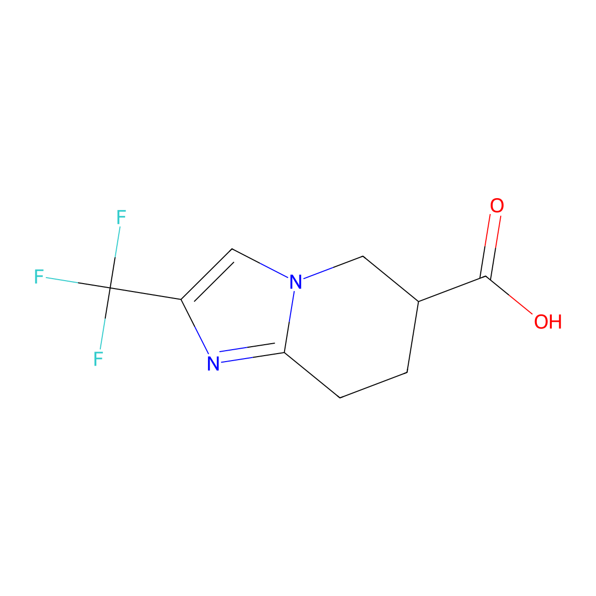 2-(trifluoromethyl)-5H,6H,7H,8H-imidazo[1,2-a]pyridine-6-carboxylic acid molecular structure, CAS 1602856-66-5