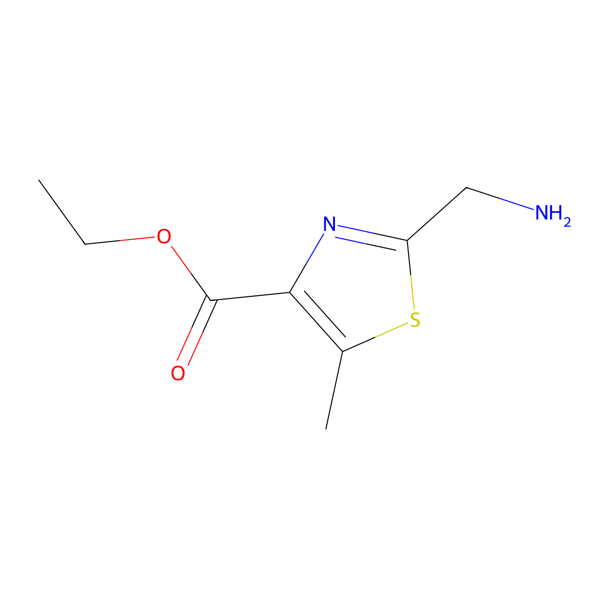 Ethyl 2-(aminomethyl)-5-methyl-1,3-thiazole-4-carboxylate molecular structure, CAS 1602858-60-5