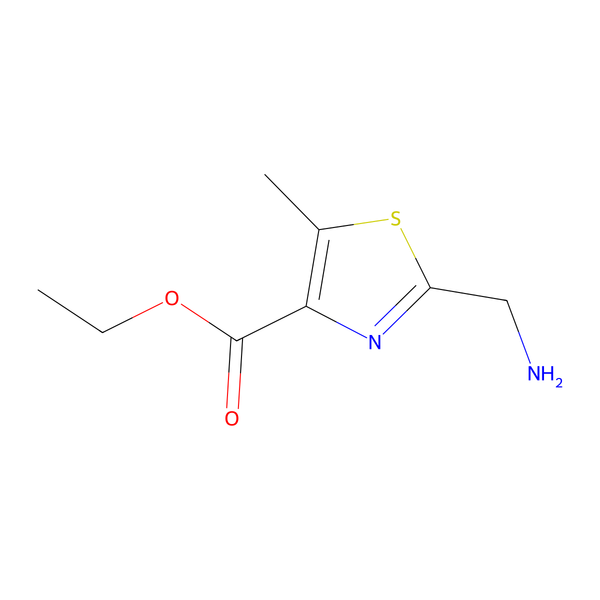 Ethyl 2-(aminomethyl)-5-methyl-1,3-thiazole-4-carboxylate molecular structure, CAS 1602858-60-5