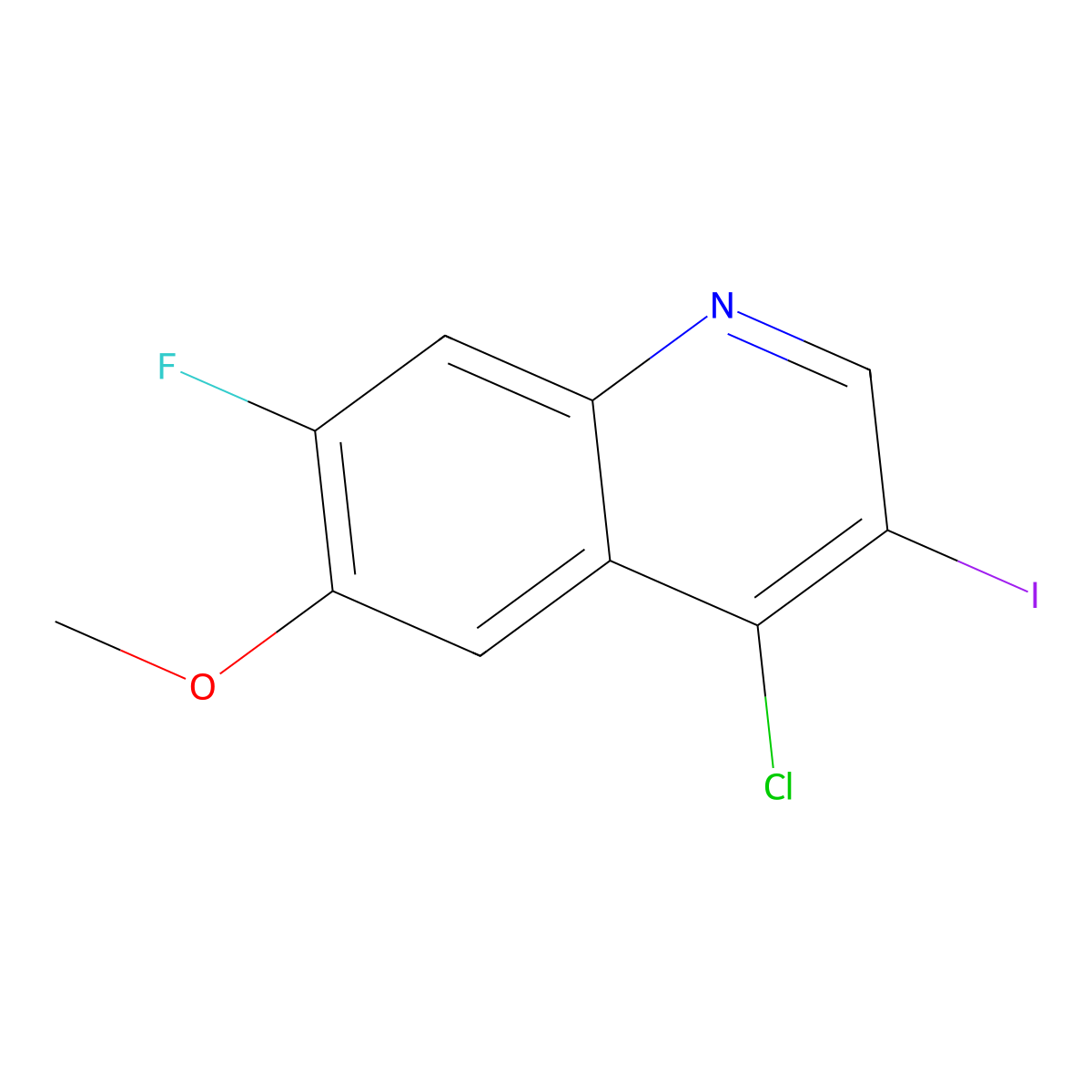 4-Chloro-7-fluoro-3-iodo-6-methoxyquinoline molecular structure, CAS 1602859-53-9
