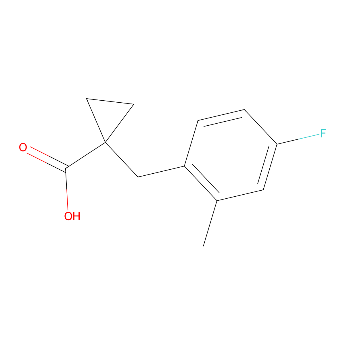 1-[(4-Fluoro-2-methylphenyl)methyl]cyclopropane-1-carboxylic acid molecular structure, CAS 1602871-83-9
