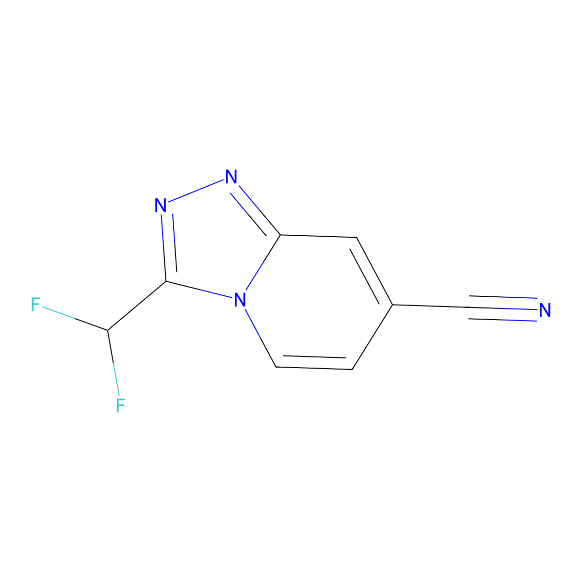 3-(Difluoromethyl)-[1,2,4]triazolo[4,3-a]pyridine-7-carbonitrile molecular structure, CAS 1602888-78-7