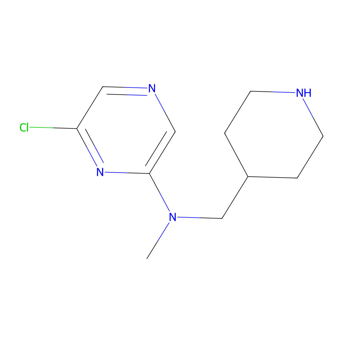 6-chloro-N-methyl-N-[(piperidin-4-yl)methyl]pyrazin-2-amine molecular structure, CAS 1602910-57-5