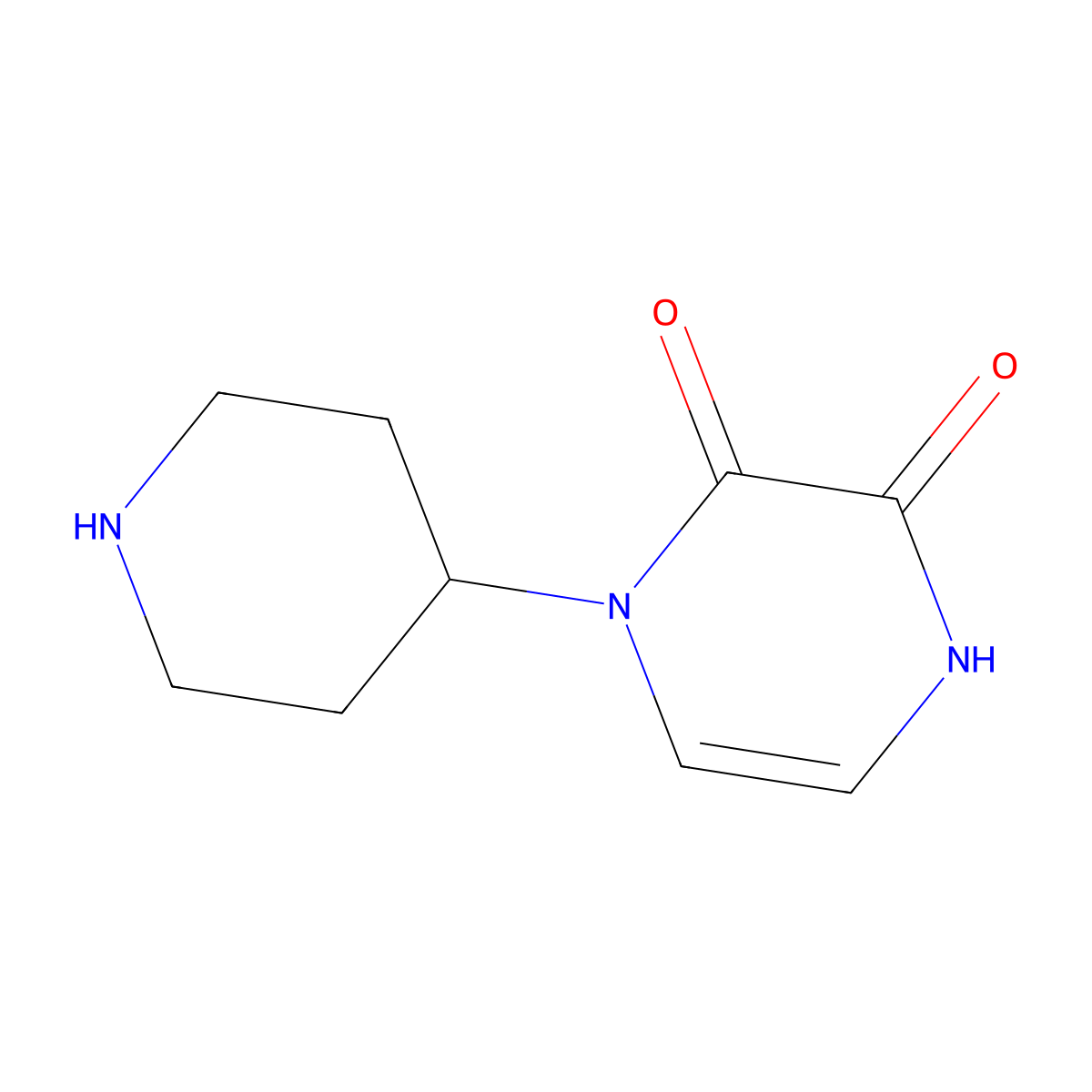 1-(Piperidin-4-yl)-1,2,3,4-tetrahydropyrazine-2,3-dione molecular structure, CAS 1602916-90-4