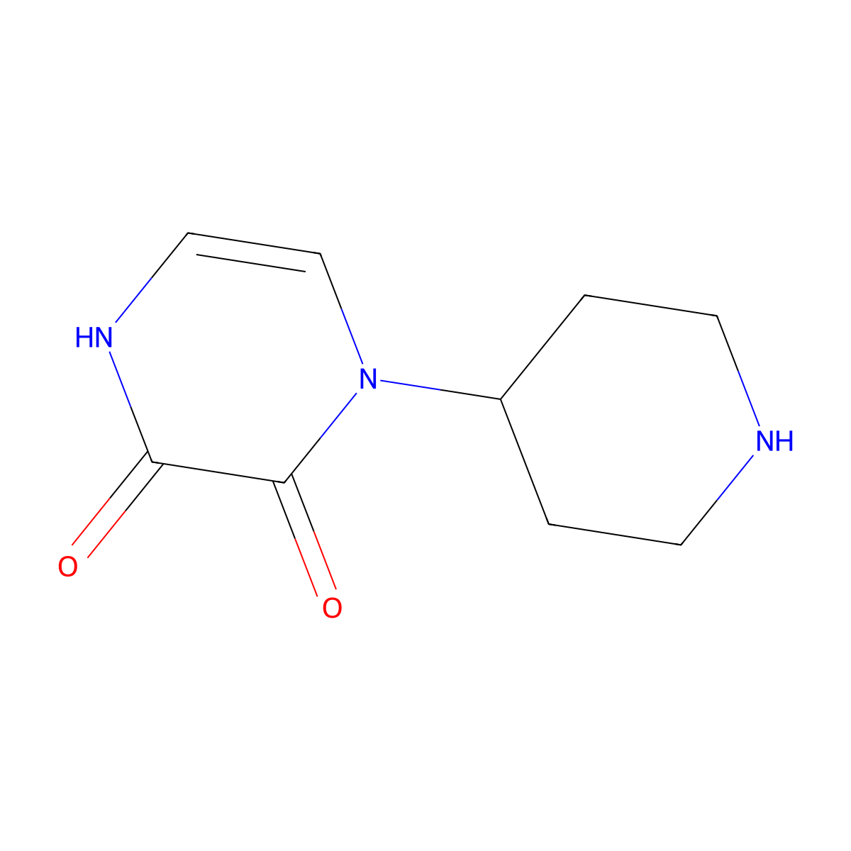 1-(Piperidin-4-yl)-1,2,3,4-tetrahydropyrazine-2,3-dione molecular structure, CAS 1602916-90-4