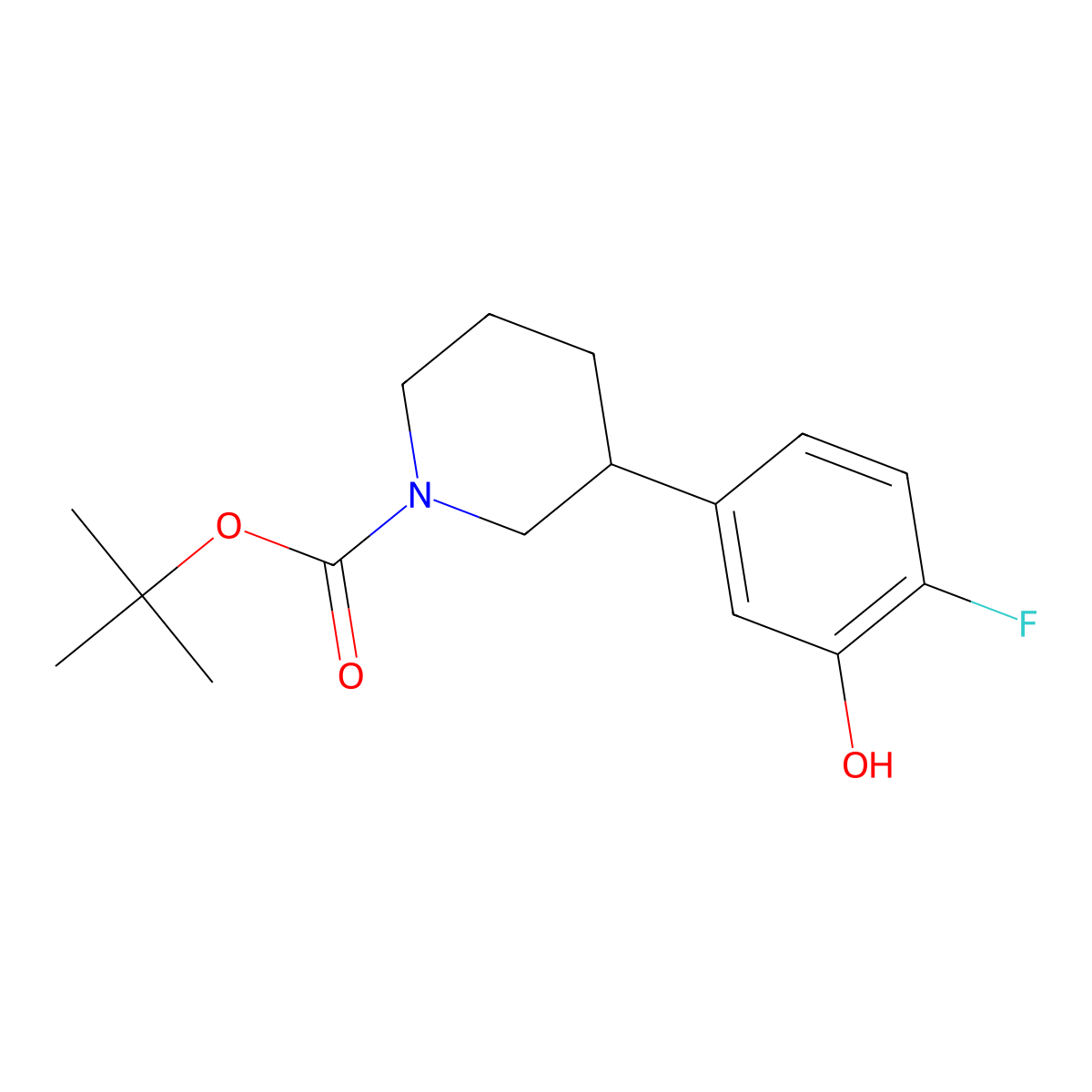 Tert-butyl 3-(4-fluoro-3-hydroxyphenyl)piperidine-1-carboxylate molecular structure, CAS 1602923-77-2