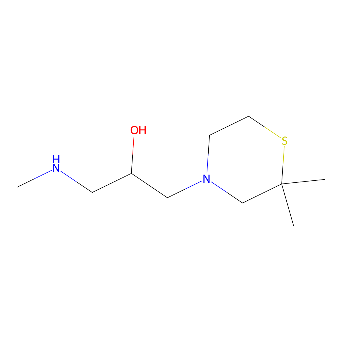 1-(2,2-Dimethylthiomorpholin-4-yl)-3-(methylamino)propan-2-ol molecular structure, CAS 1602930-24-4