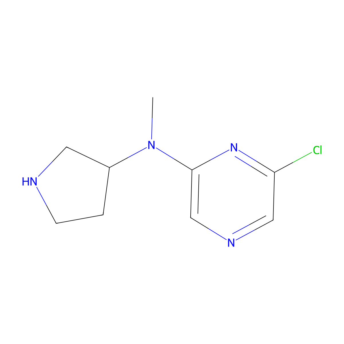 6-chloro-N-methyl-N-(pyrrolidin-3-yl)pyrazin-2-amine molecular structure, CAS 1602942-72-2