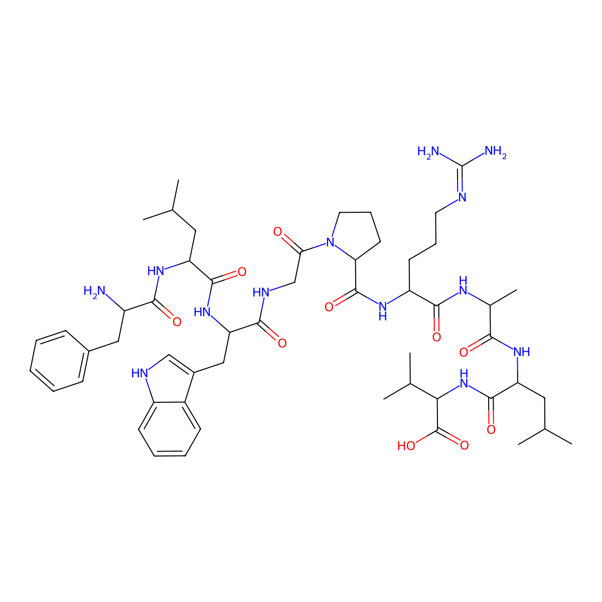 (2S)-2-[[(2S)-2-[[(2S)-2-[[(2S)-2-[[(2S)-1-[2-[[(2S)-2-[[(2S)-2-[[(2S)-2-amino-3-phenylpropanoyl]amino]-4-methylpentanoyl]amino]-3-(1H-indol-3-yl)propanoyl]amino]acetyl]pyrrolidine-2-carbonyl]amino]-5-(diaminomethylideneamino)pentanoyl]amino]propanoyl]amino]-4-methylpentanoyl]amino]-3-methylbutanoic acid molecular structure, CAS 160295-81-8