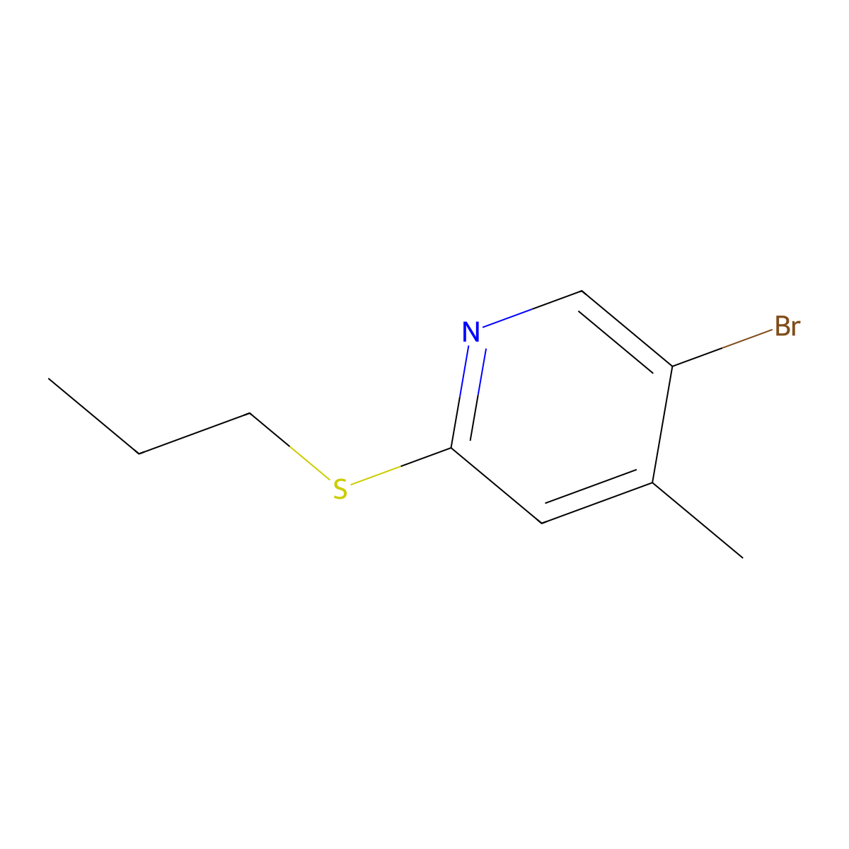 5-Bromo-4-methyl-2-(propylthio)pyridine molecular structure, CAS 1602959-87-4