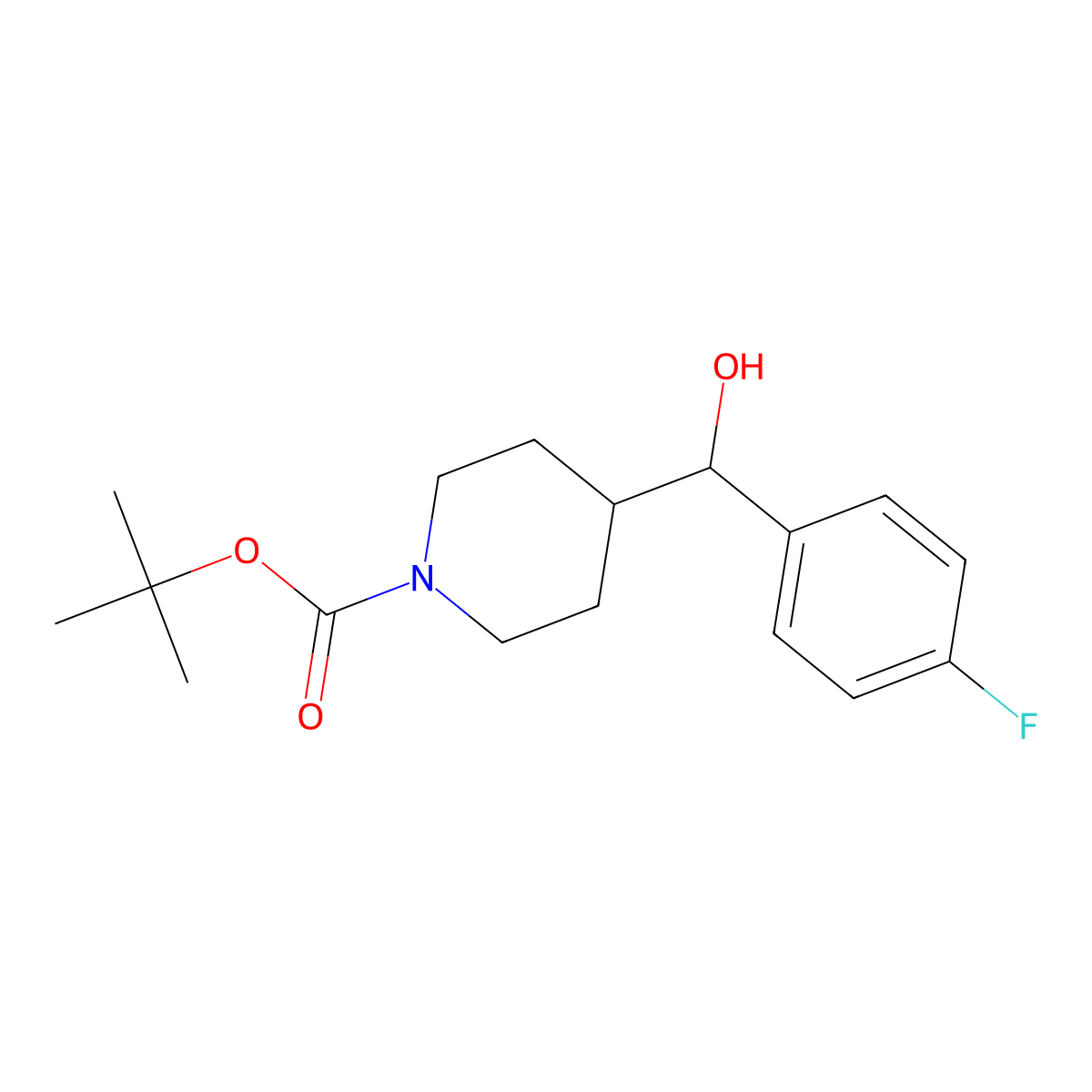 Tert-butyl 4-((4-fluorophenyl)(hydroxy)methyl)piperidine-1-carboxylate molecular structure, CAS 160296-41-3