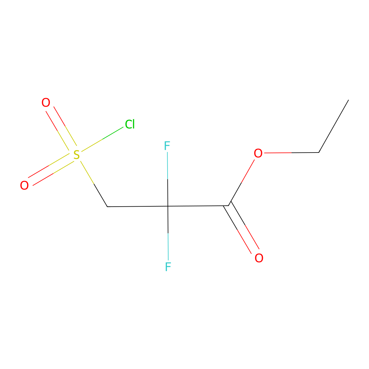 Ethyl 3-(chlorosulfonyl)-2,2-difluoropropanoate molecular structure, CAS 1602961-92-1
