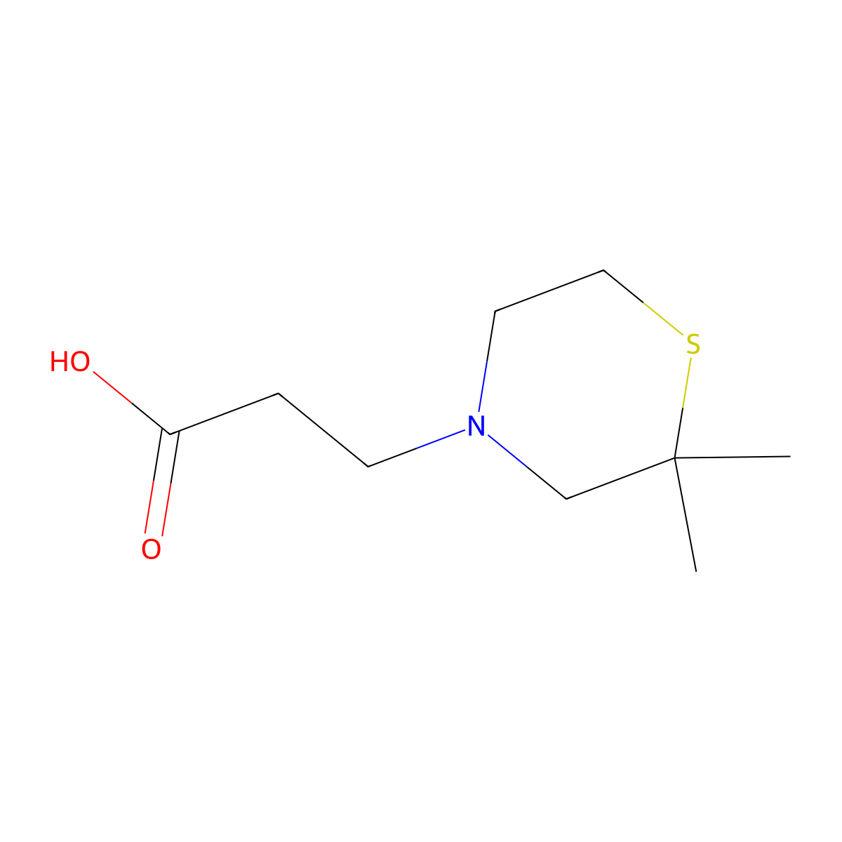 3-(2,2-Dimethylthiomorpholin-4-yl)propanoic acid molecular structure, CAS 1602964-92-0