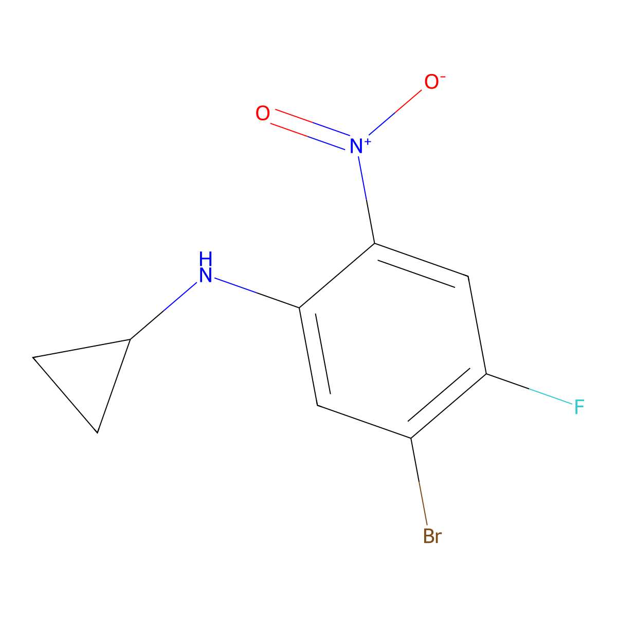 5-Bromo-N-cyclopropyl-4-fluoro-2-nitroaniline molecular structure, CAS 1602988-41-9