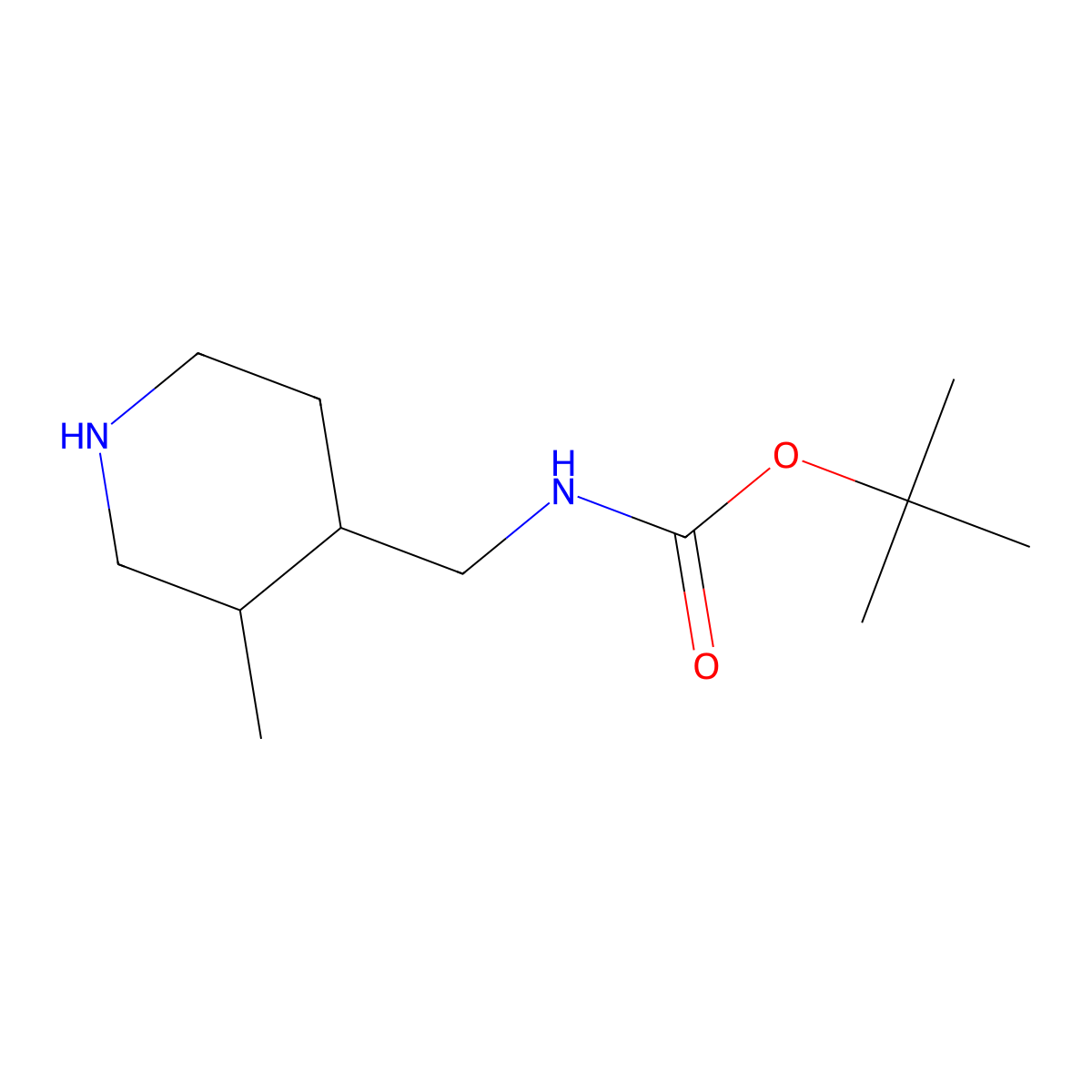 tert-butyl N-[(3-methylpiperidin-4-yl)methyl]carbamate molecular structure, CAS 1602995-90-3
