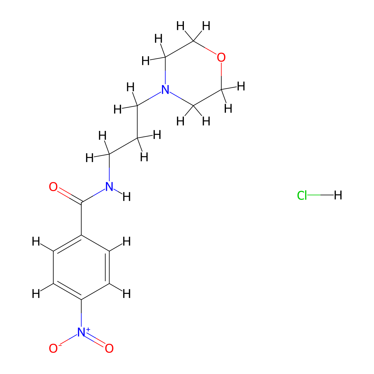 Benzamide, N-(3-morpholinopropyl)-p-nitro-, hydrochloride molecular structure, CAS 1603-33-4
