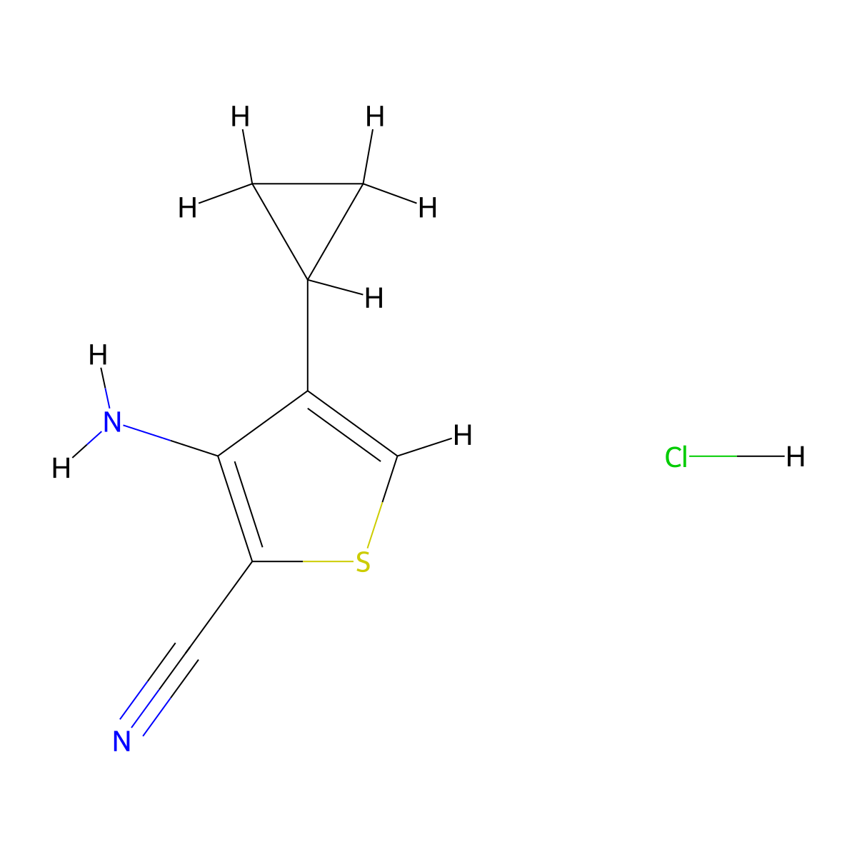 3-Amino-4-cyclopropylthiophene-2-carbonitrile HCl molecular structure, CAS 1603054-97-2
