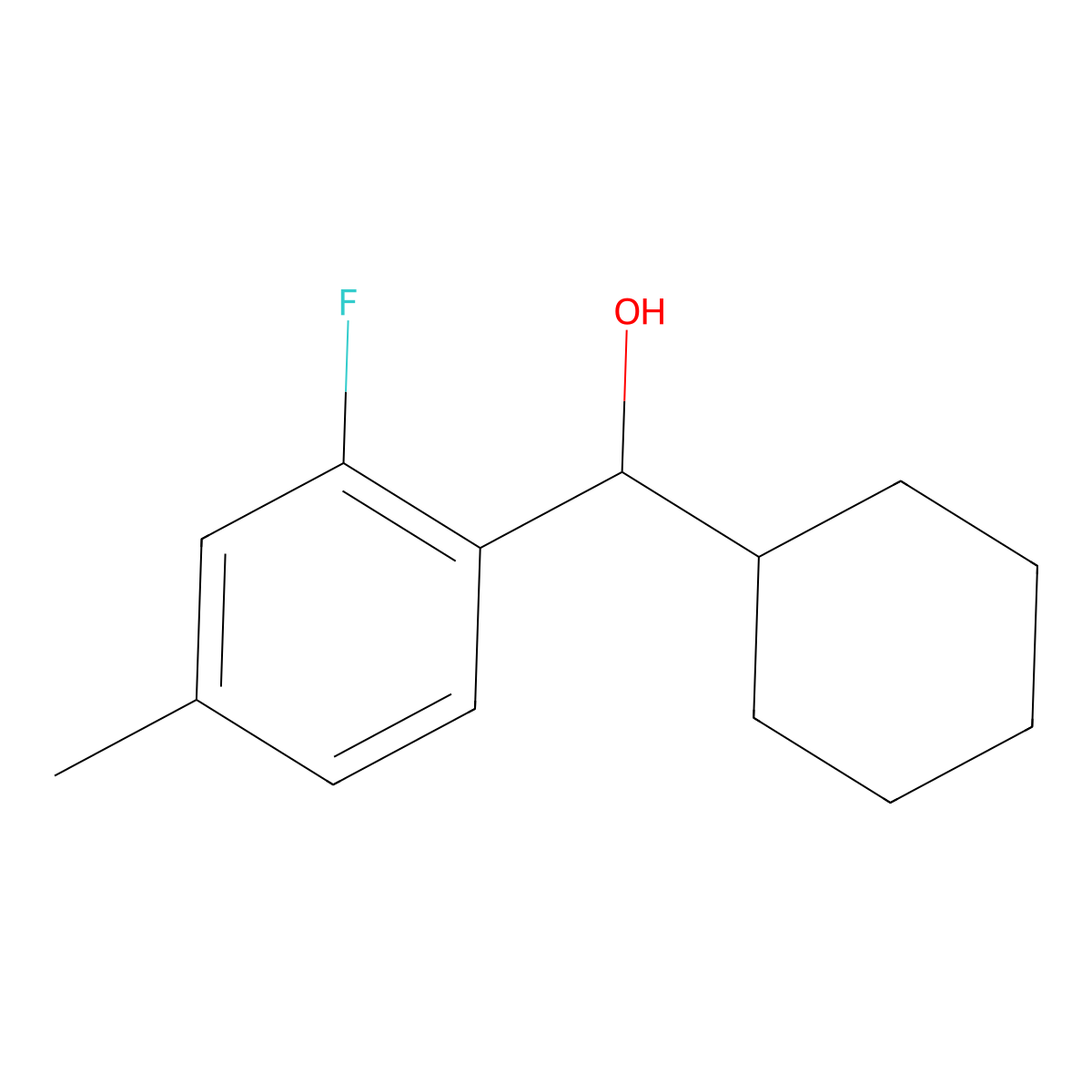 alpha-Cyclohexyl-2-fluoro-4-methylbenzenemethanol molecular structure, CAS 1603063-39-3