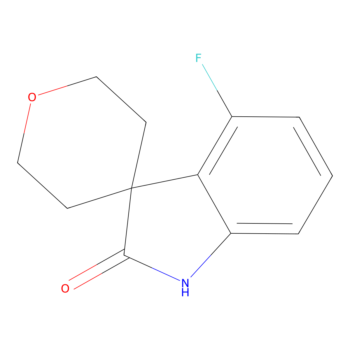 4-fluorospiro[1H-indole-3,4'-oxane]-2-one molecular structure, CAS 1603067-39-5