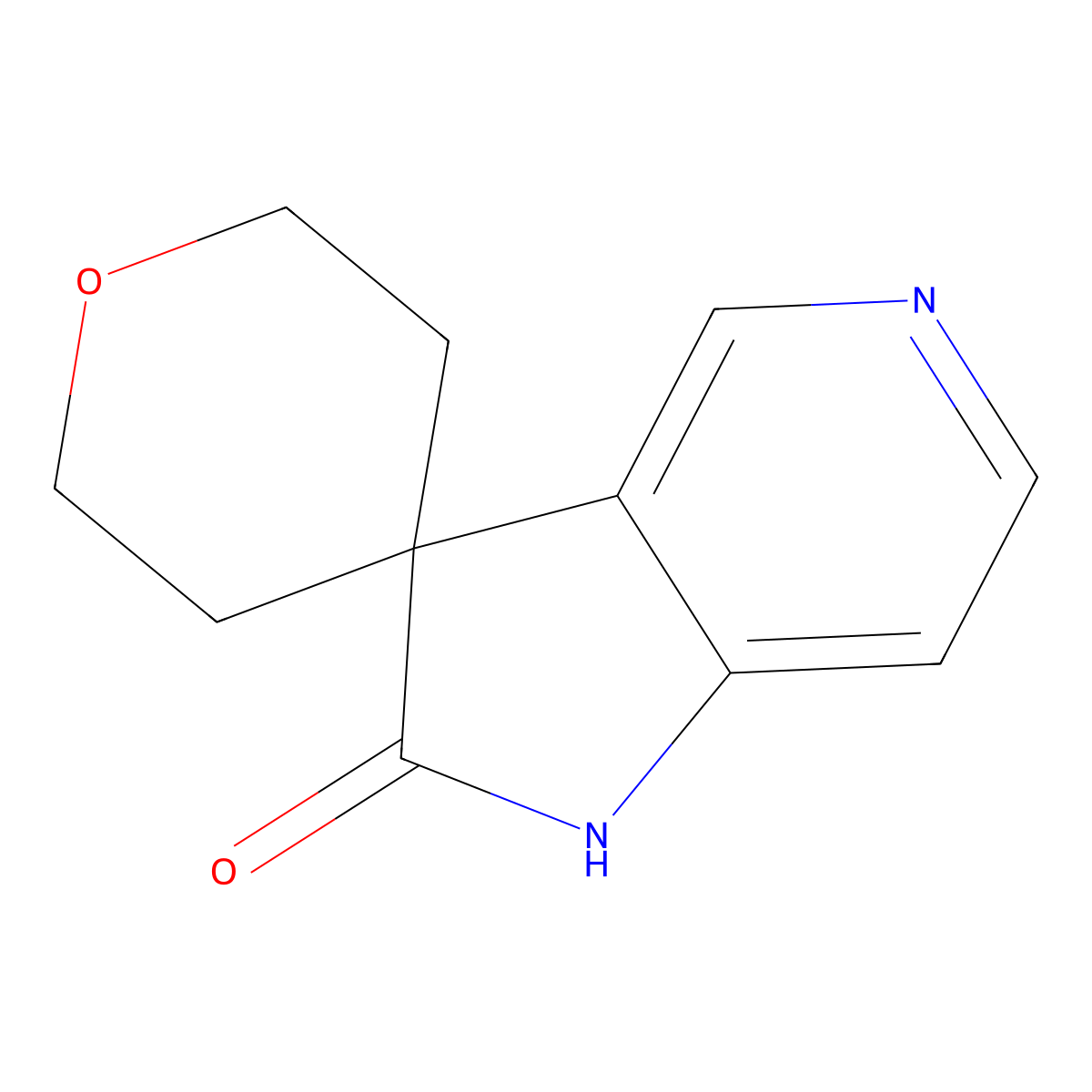 spiro[1H-pyrrolo[3,2-c]pyridine-3,4'-oxane]-2-one molecular structure, CAS 1603067-59-9