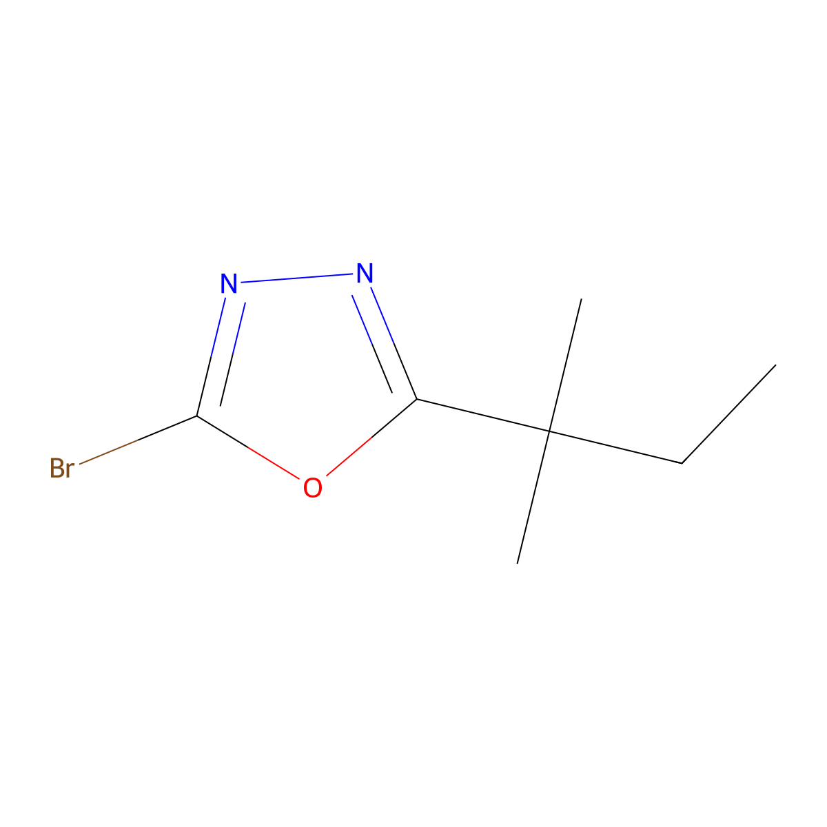 2-Bromo-5-(2-methylbutan-2-yl)-1,3,4-oxadiazole molecular structure, CAS 1603099-28-0