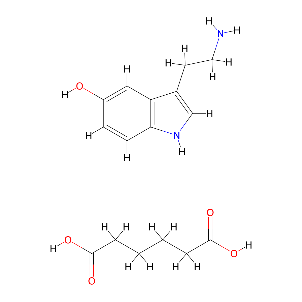 Serotonin adipate molecular structure, CAS 16031-83-7