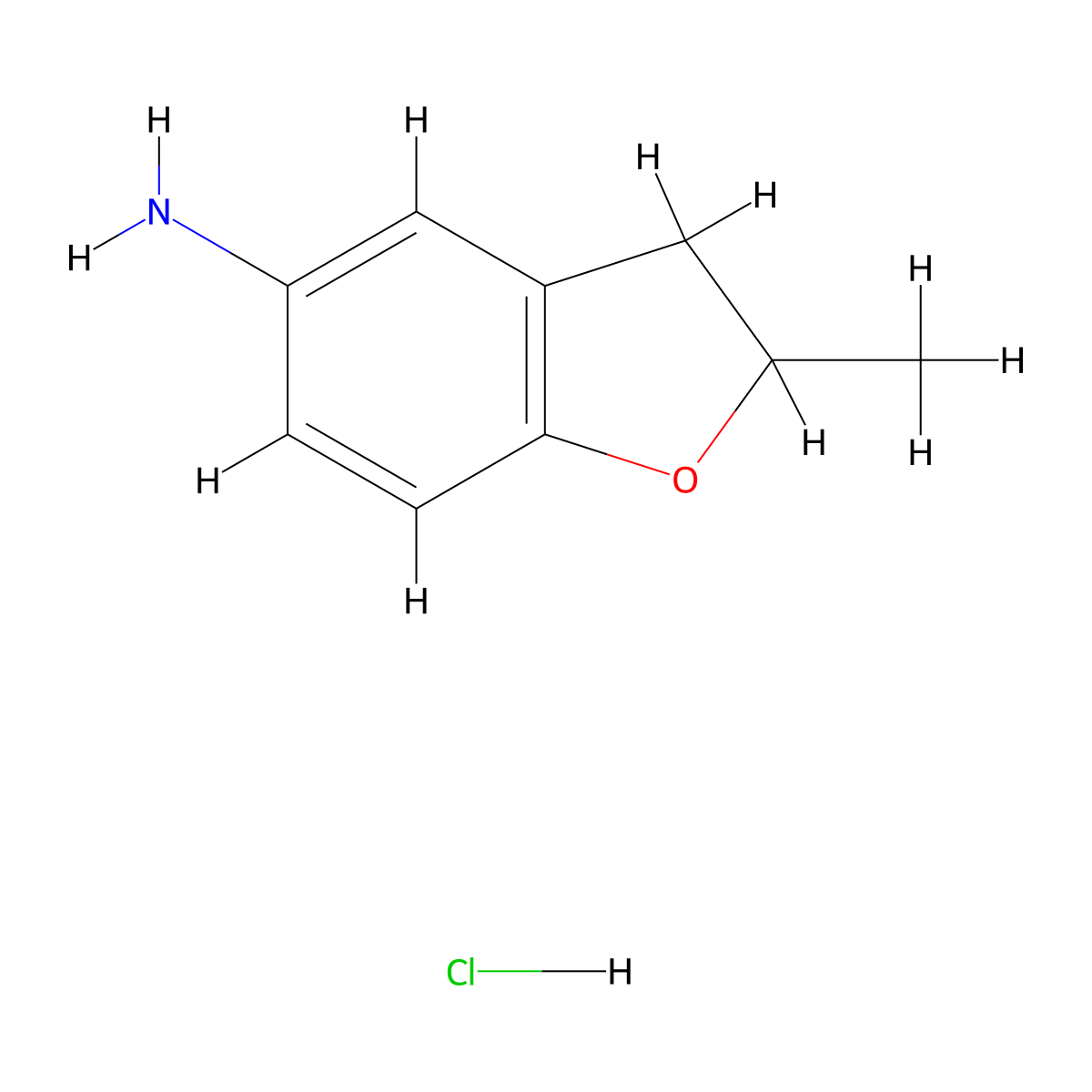 2-Methyl-2,3-dihydro-1-benzofuran-5-amine hydrochloride molecular structure, CAS 160310-86-1