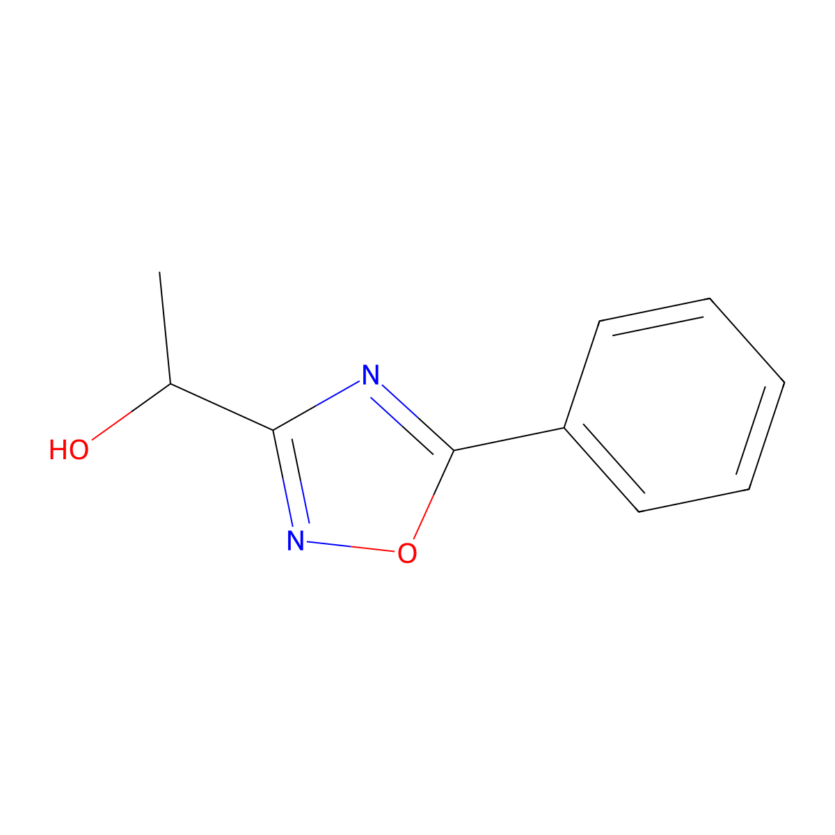 1-(5-Phenyl-1,2,4-oxadiazol-3-yl)ethan-1-ol molecular structure, CAS 1603108-27-5