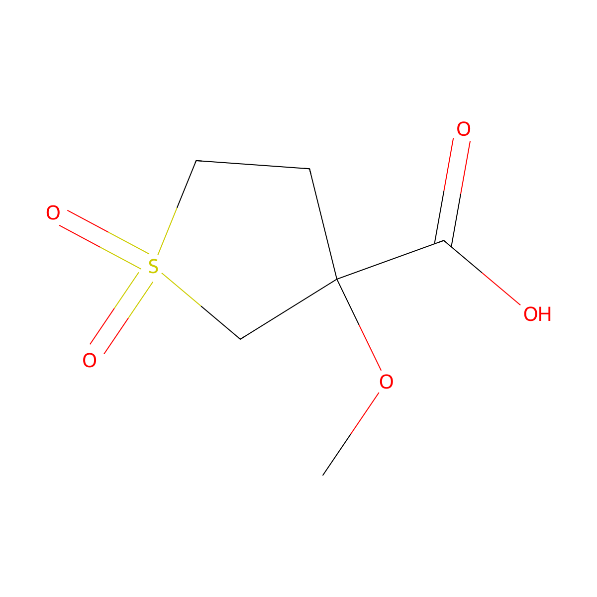 3-Methoxy-1,1-dioxo-1lambda6-thiolane-3-carboxylic acid molecular structure, CAS 1603109-80-3