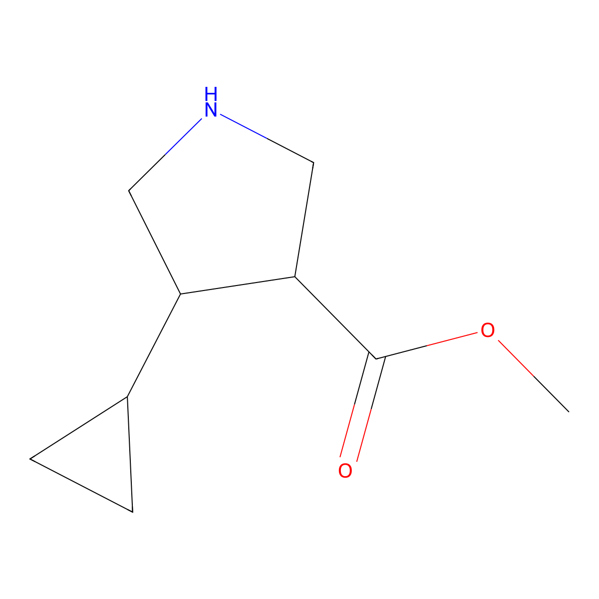 Methyl 4-cyclopropylpyrrolidine-3-carboxylate molecular structure, CAS 1603114-16-4