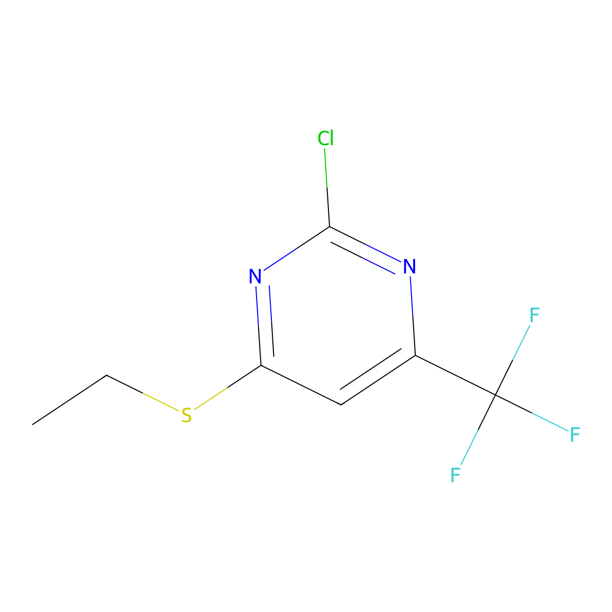 2-Chloro-4-(ethylthio)-6-(trifluoromethyl)pyrimidine molecular structure, CAS 1603116-19-3