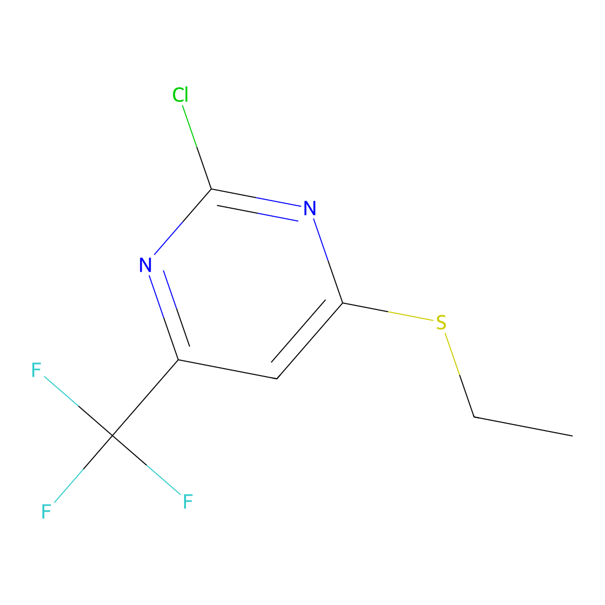 2-Chloro-4-(ethylthio)-6-(trifluoromethyl)pyrimidine molecular structure, CAS 1603116-19-3