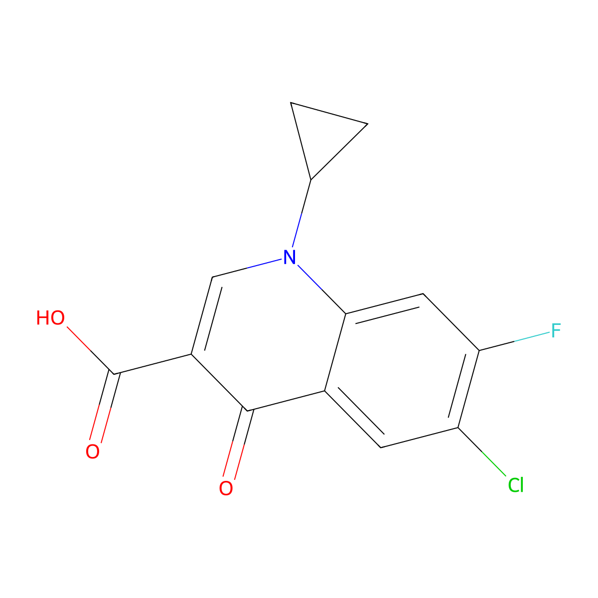 7-Fluoro-1-cyclopropyl-6-chloro-4-oxo-1,4-dihydro-quinoline-3-carboxylic acid molecular structure, CAS 160312-26-5