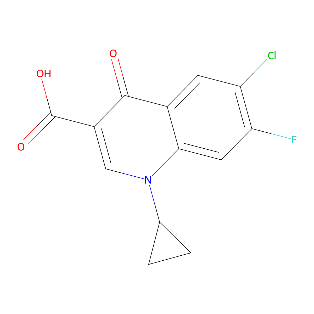 7-Fluoro-1-cyclopropyl-6-chloro-4-oxo-1,4-dihydro-quinoline-3-carboxylic acid molecular structure, CAS 160312-26-5