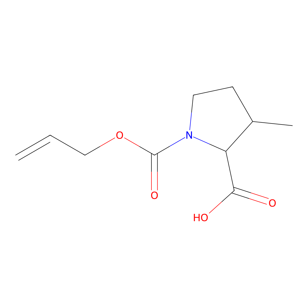 3-Methyl-1-[(prop-2-en-1-yloxy)carbonyl]pyrrolidine-2-carboxylic acid molecular structure, CAS 1603132-64-4