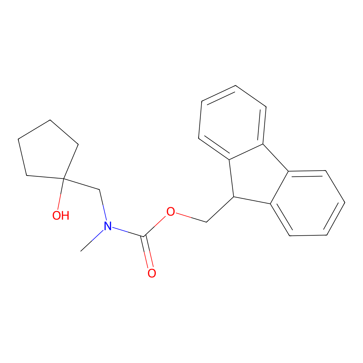 (9H-fluoren-9-yl)methyl N-[(1-hydroxycyclopentyl)methyl]-N-methylcarbamate molecular structure, CAS 1603172-94-6