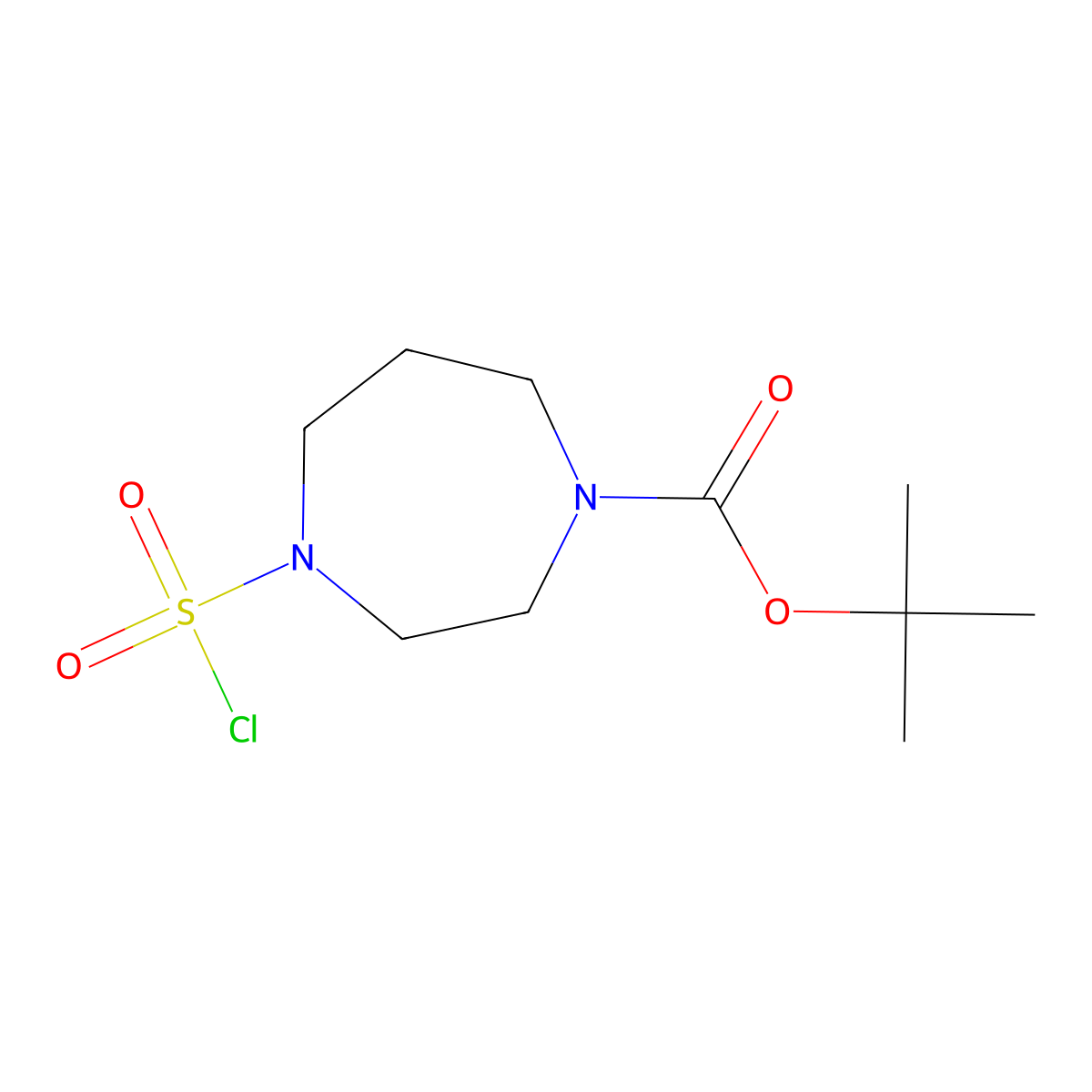 Tert-butyl 4-(chlorosulfonyl)-1,4-diazepane-1-carboxylate molecular structure, CAS 1603173-59-6