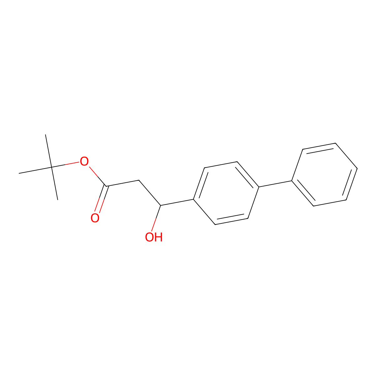 1,1-Dimethylethyl beta-hydroxy[1,1'-biphenyl]-4-propanoate molecular structure, CAS 160318-85-4