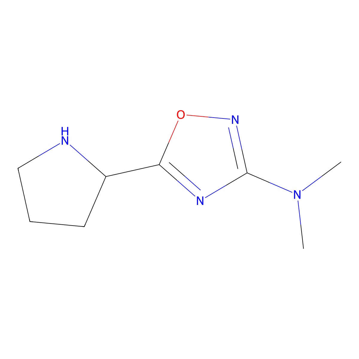 N,N-dimethyl-5-(pyrrolidin-2-yl)-1,2,4-oxadiazol-3-amine molecular structure, CAS 1603211-86-4