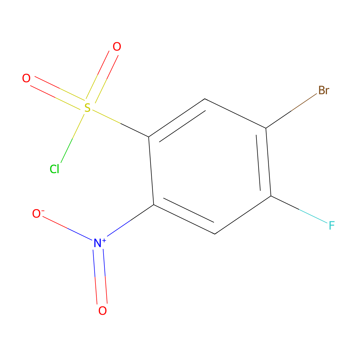 5-Bromo-4-fluoro-2-nitrobenzene-1-sulfonyl chloride molecular structure, CAS 1603249-26-8