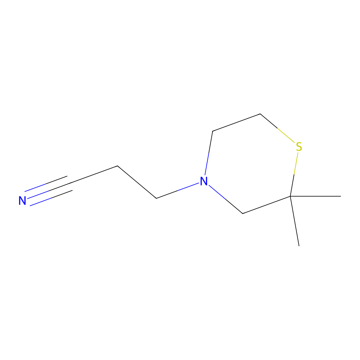 3-(2,2-Dimethylthiomorpholin-4-yl)propanenitrile molecular structure, CAS 1603249-42-8
